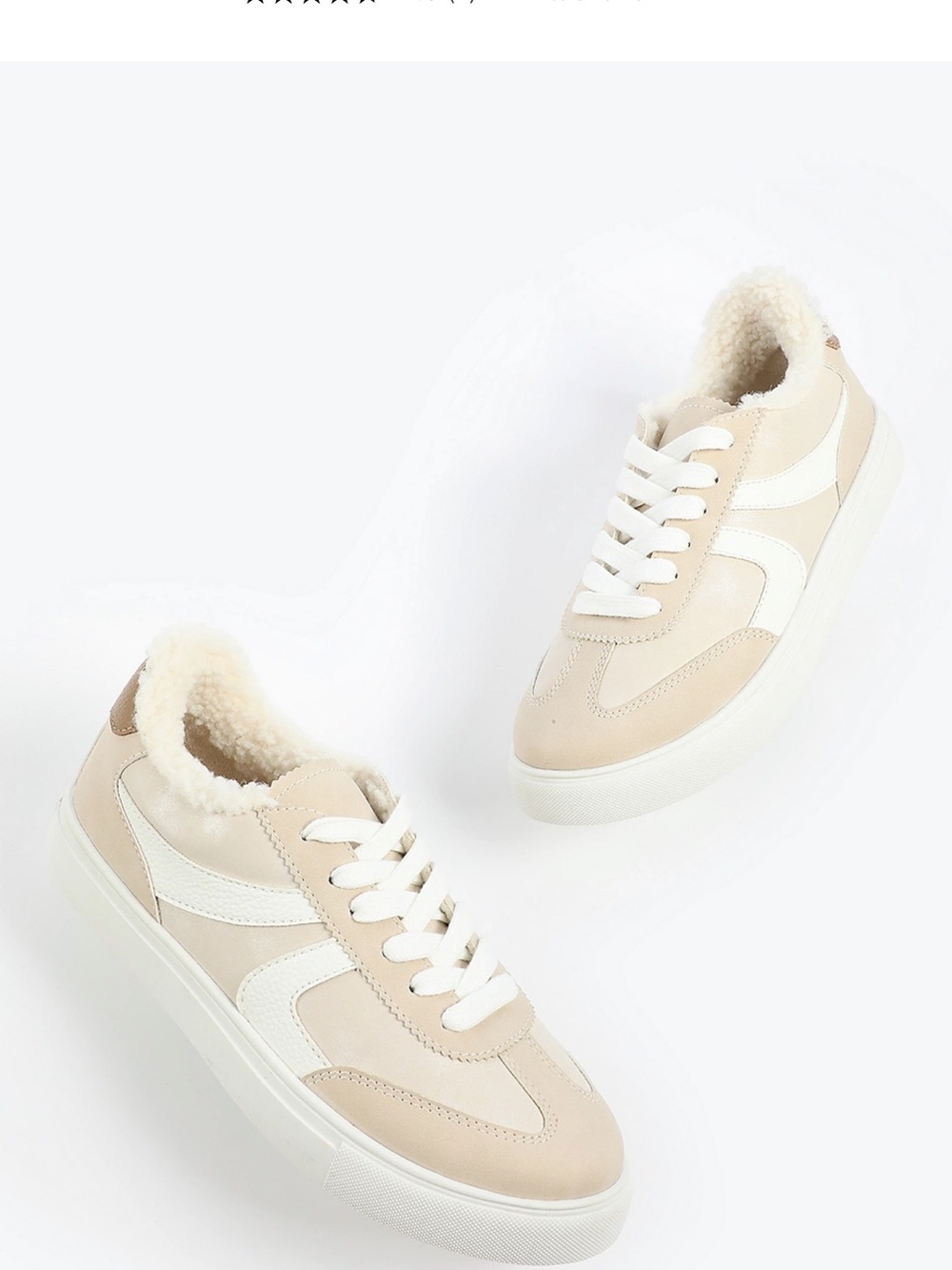 Maurices Beige and White Faux-Shearling Lace-Up Sneakers